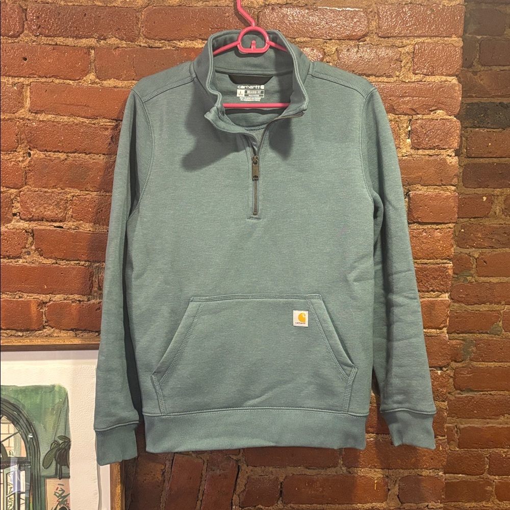 Carhartt Women's Pullover Quarter-Zip Sweatshirt in Teal